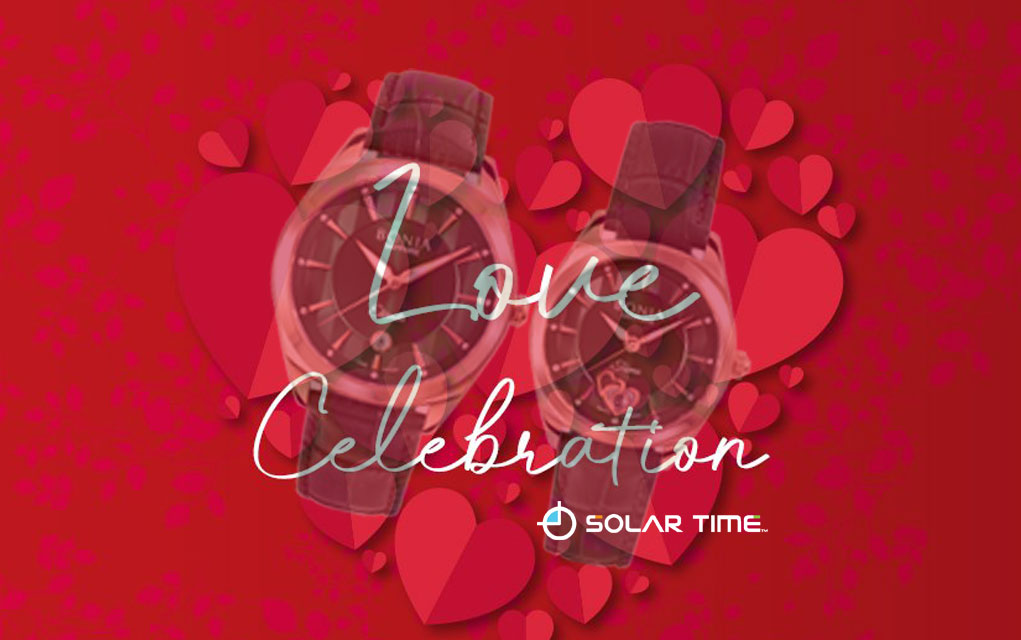 solartime love celebration couple watch set